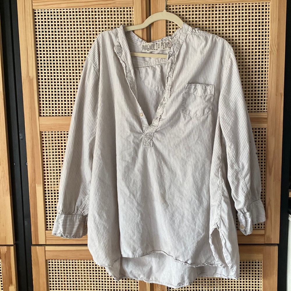 Magnolia Pearl menswear cotton blouse oversize